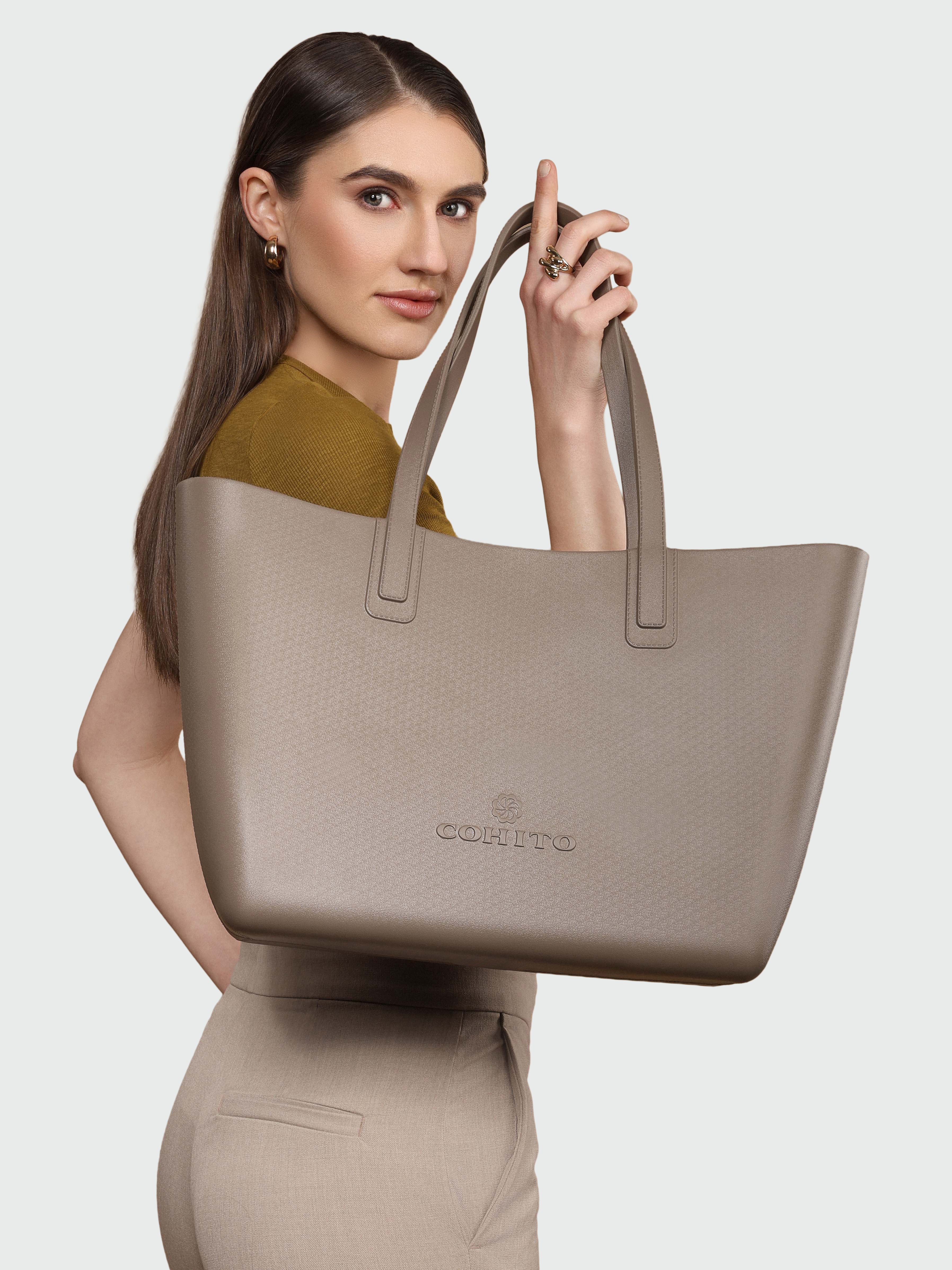 ON THE GO TAUPE SHOULDER BAG